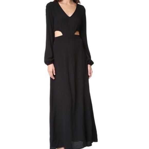 Wildfox Black Cut It Out Long Sleeve Flowy Maxi Dress New Size Size Small - Picture 1 of 8